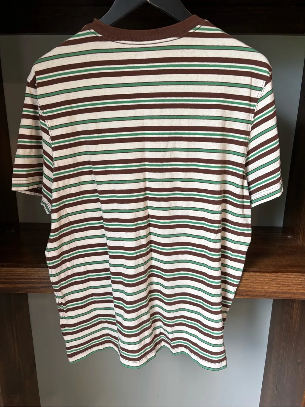 J. Crew Striped Crewneck Tee in Cream, Brown & Green